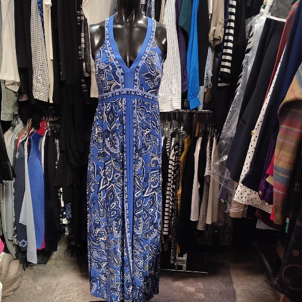 INC International Concepts Royal Blue Paisley Maxi Dress